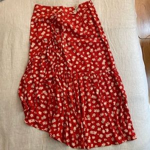 Madewell Rufflewrap midi skirt size 6